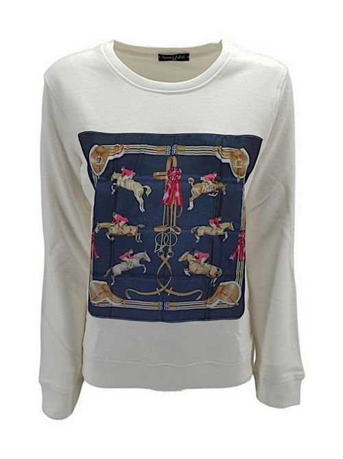 women's scarf sweatshirt with white and blue horse pattern Romeo & Julieta | FELPAC116